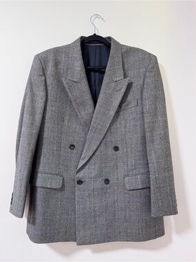 Vintage 93s Buckingham EssEss Samsung Wool Glen Plaid Double Breasted Blazer 40B